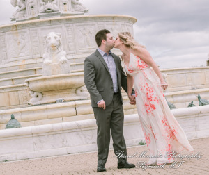 Melissa & Philip at Belle Isle Fountain Detroit MI engagement photography