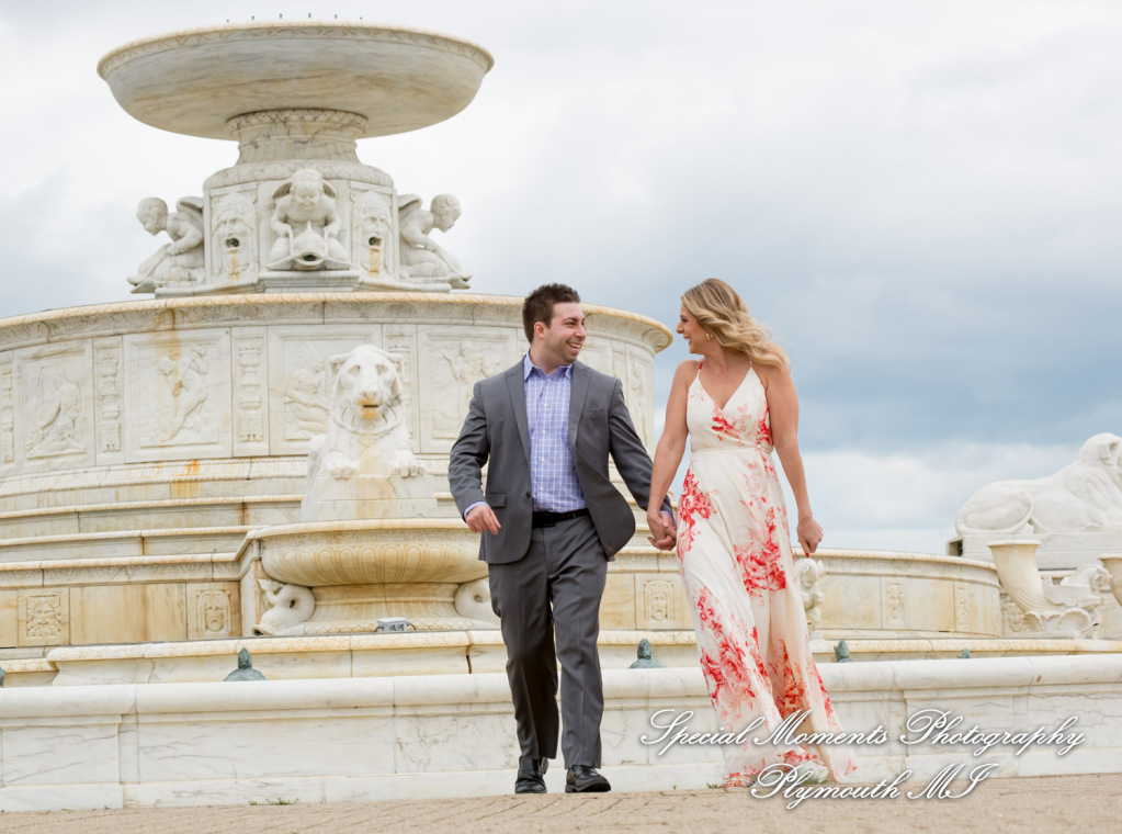 Melissa & Philip at Belle Isle Fountain Detroit MI engagement photography