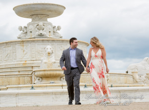 Melissa & Philip at Belle Isle Fountain Detroit MI engagement photography