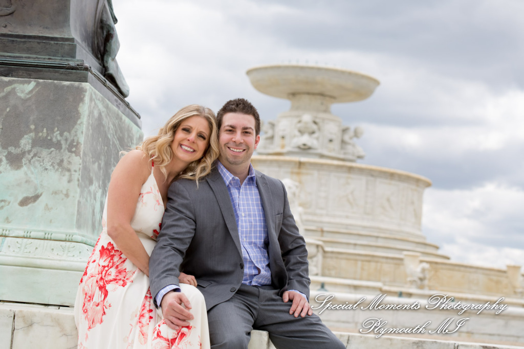 Melissa & Philip at Belle Isle Fountain Detroit MI engagement photography