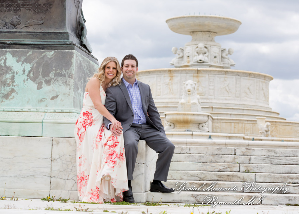 Melissa & Philip at Belle Isle Fountain Detroit MI engagement photography