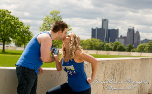 Melissa & Philip at Belle Isle Fountain Detroit MI engagement photography