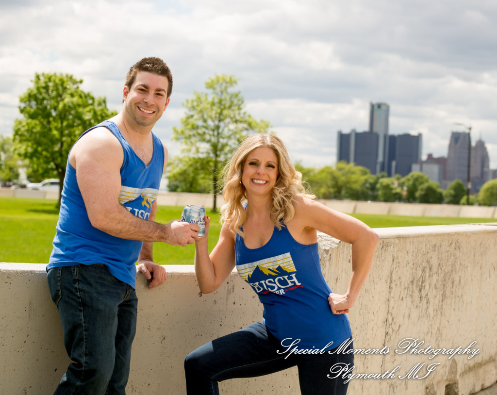 Melissa & Philip at Belle Isle Fountain Detroit MI engagement photography