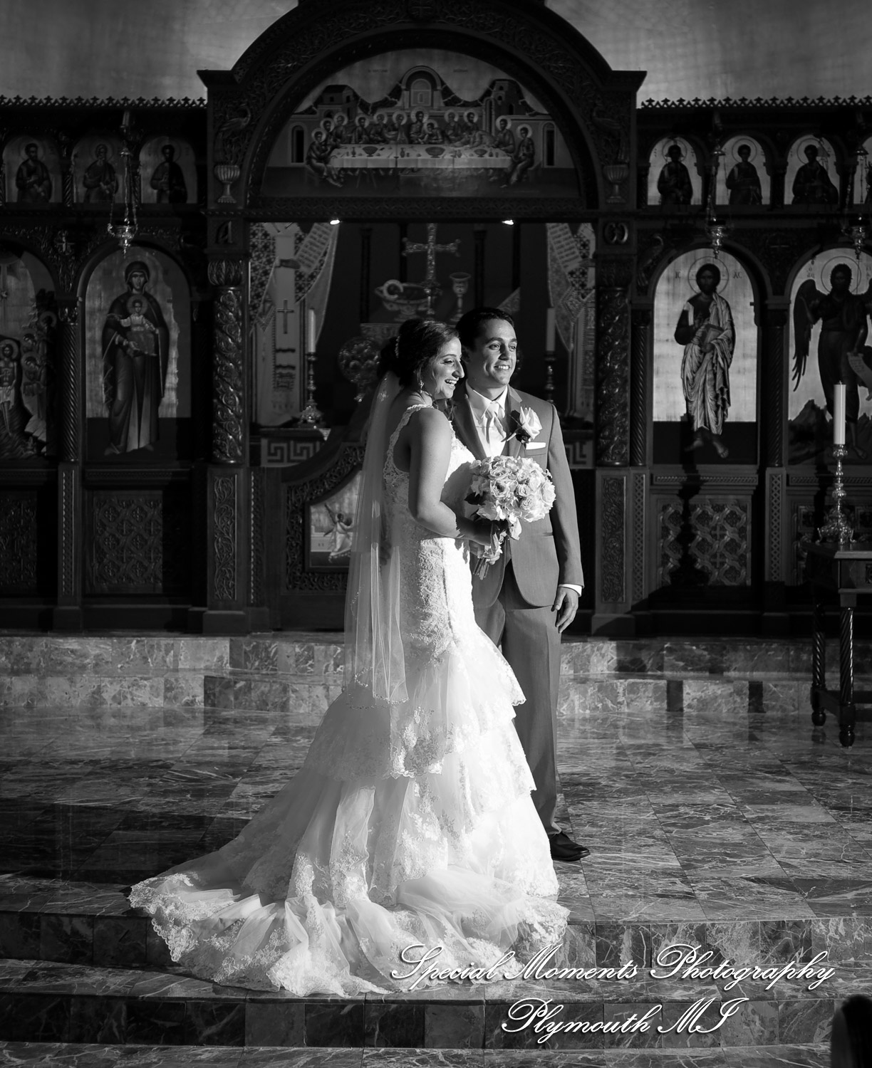 David & Steph at St. John Greek Orthodox Sterling Hts MI wedding photograph