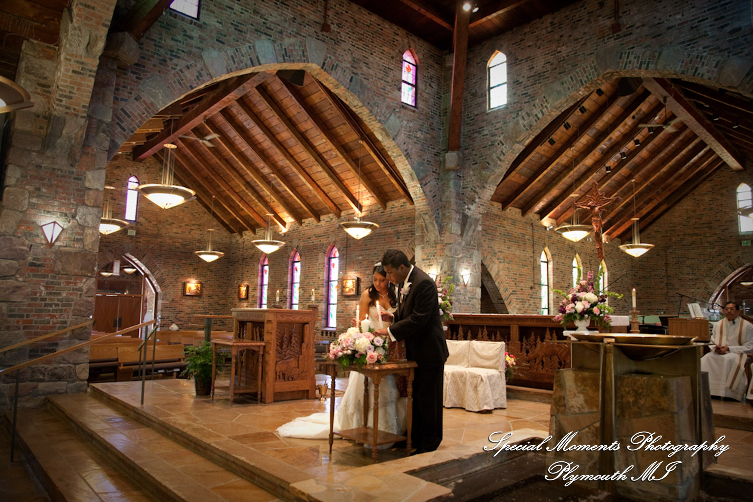 Sean & Bin at St. Joseph Lake Orion MI wedding photograph