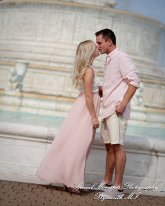 Emily & Sean at Belle Isle Fountain Detroit MI engagement photograph