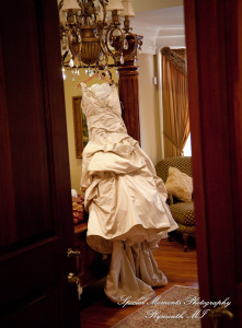 The couple at home getting ready wedding photograph