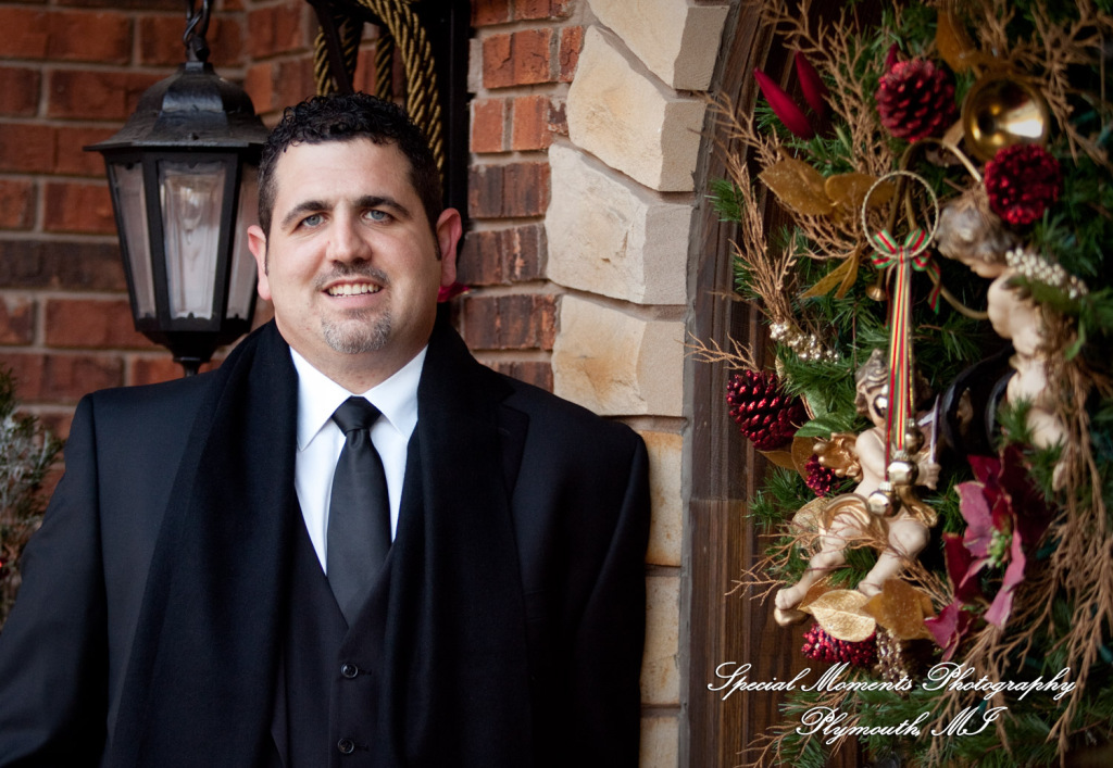 The couple at home getting ready wedding photograph