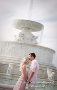 Emily & Sean at Belle Isle Fountain Detroit MI engagement photograph