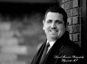 The couple at home getting ready wedding photograph