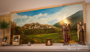 The couple at home getting ready wedding photograph