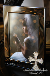 The couple at home getting ready wedding photograph