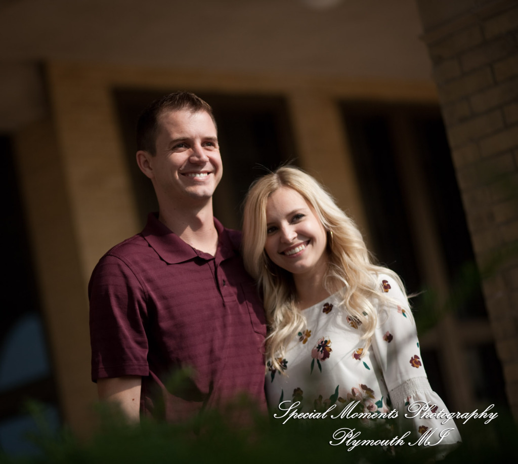 Emily & Sean at Belle Isle Fountain Detroit MI engagement photograph