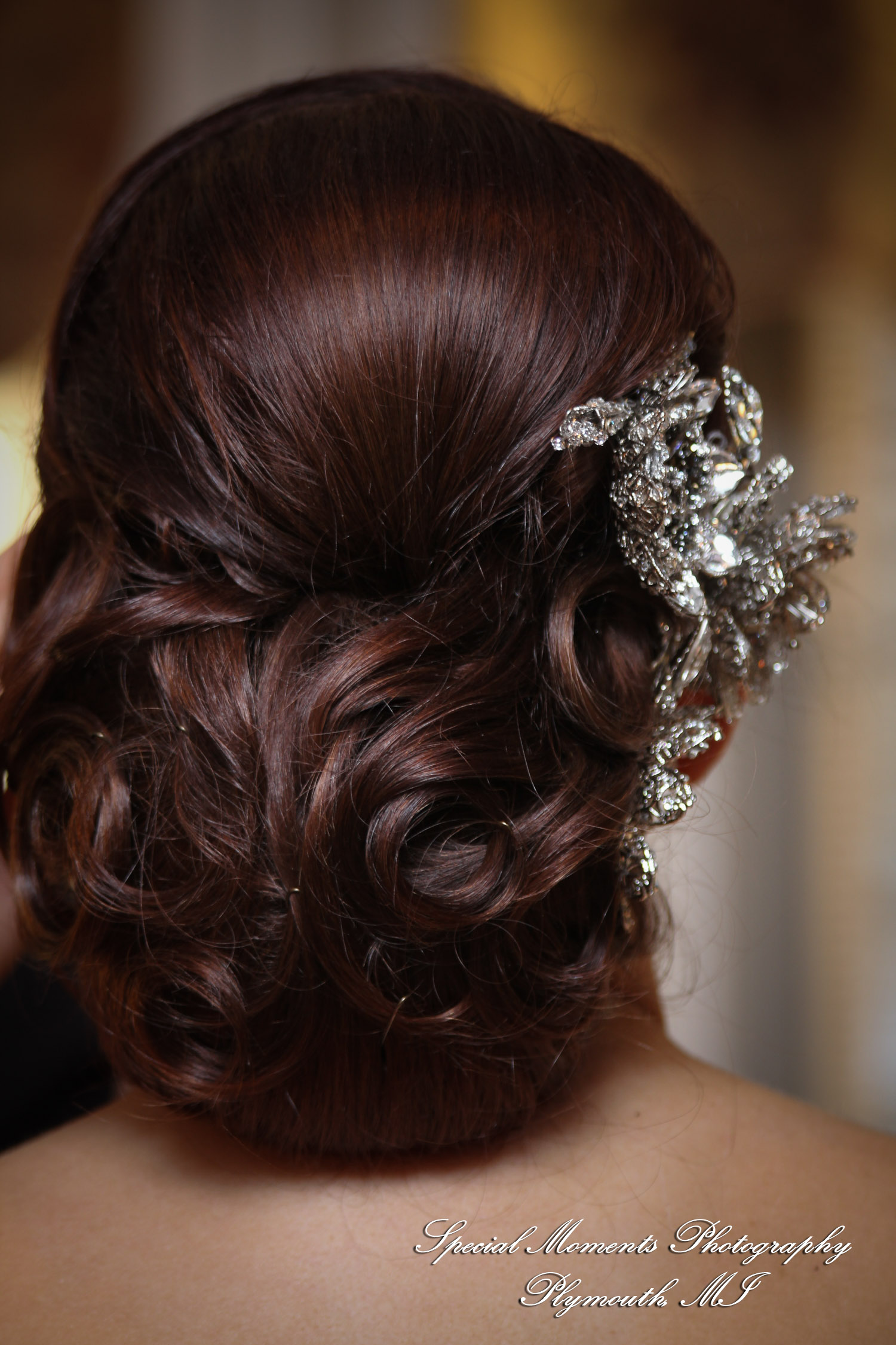 The couple at home getting ready wedding photograph