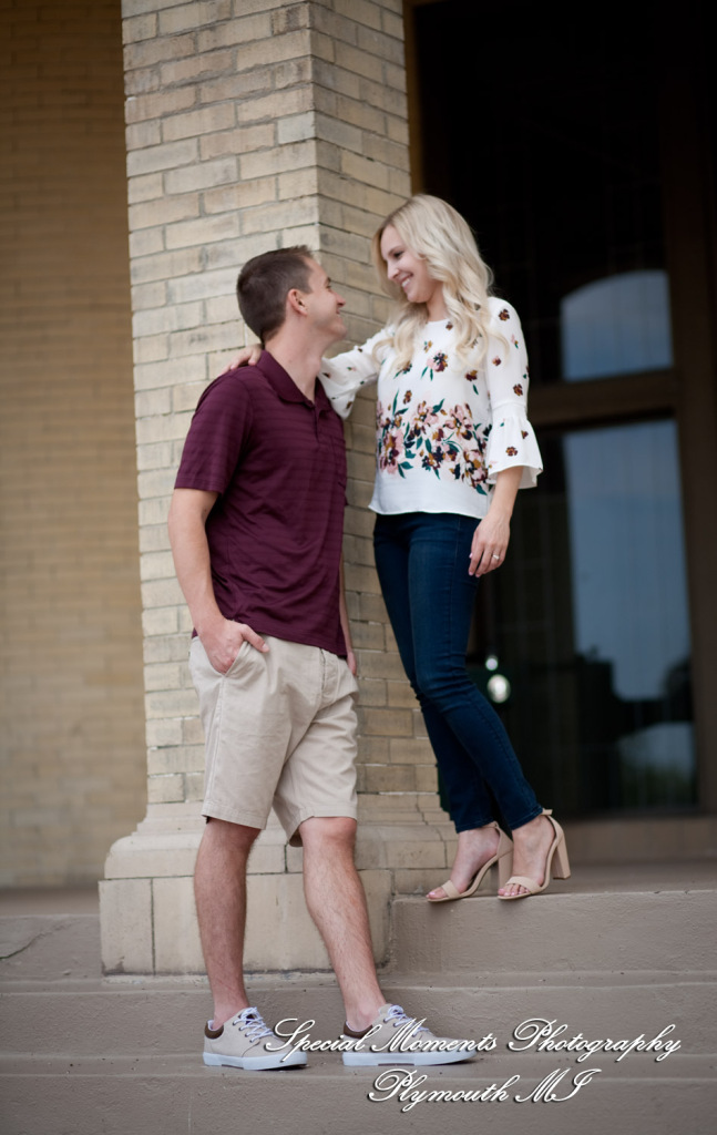 Emily & Sean at Belle Isle Fountain Detroit MI engagement photograph