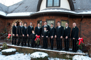 The couple at home getting ready wedding photograph