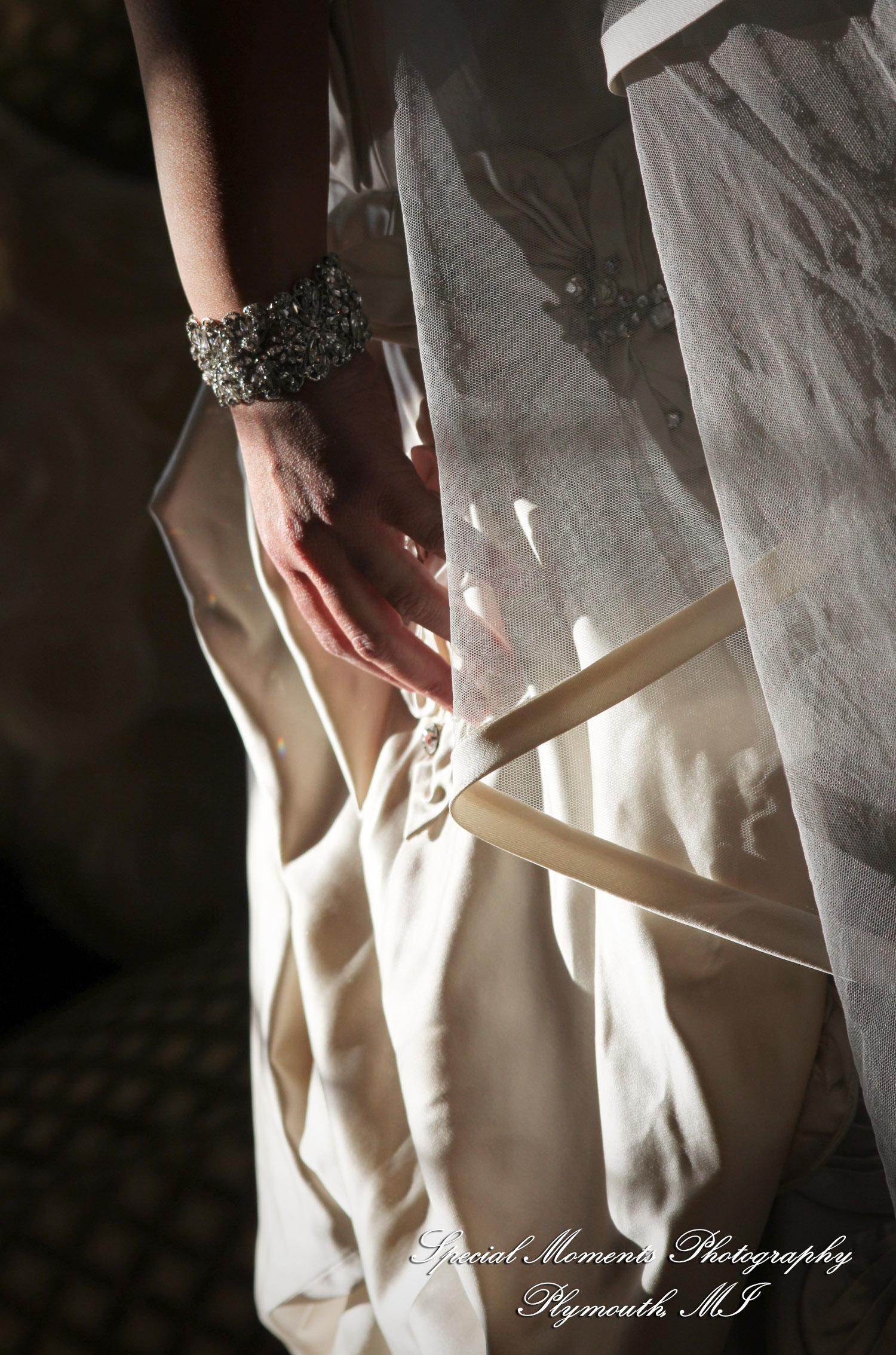 The couple at home getting ready wedding photograph