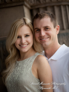 Emily & Sean at Belle Isle Fountain Detroit MI engagement photograph