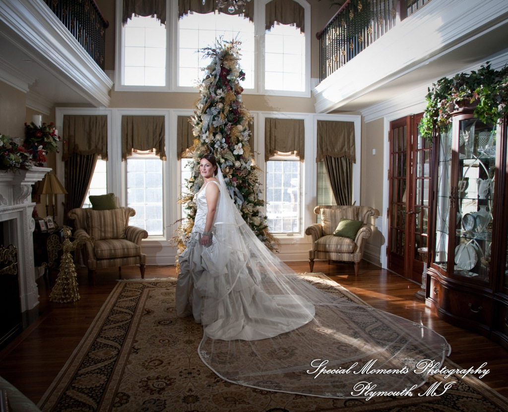 The couple at home getting ready wedding photograph