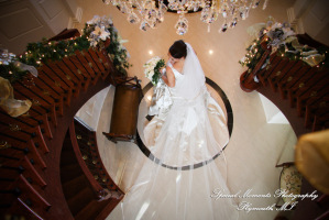 The couple at home getting ready wedding photograph