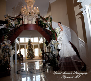 The couple at home getting ready wedding photograph