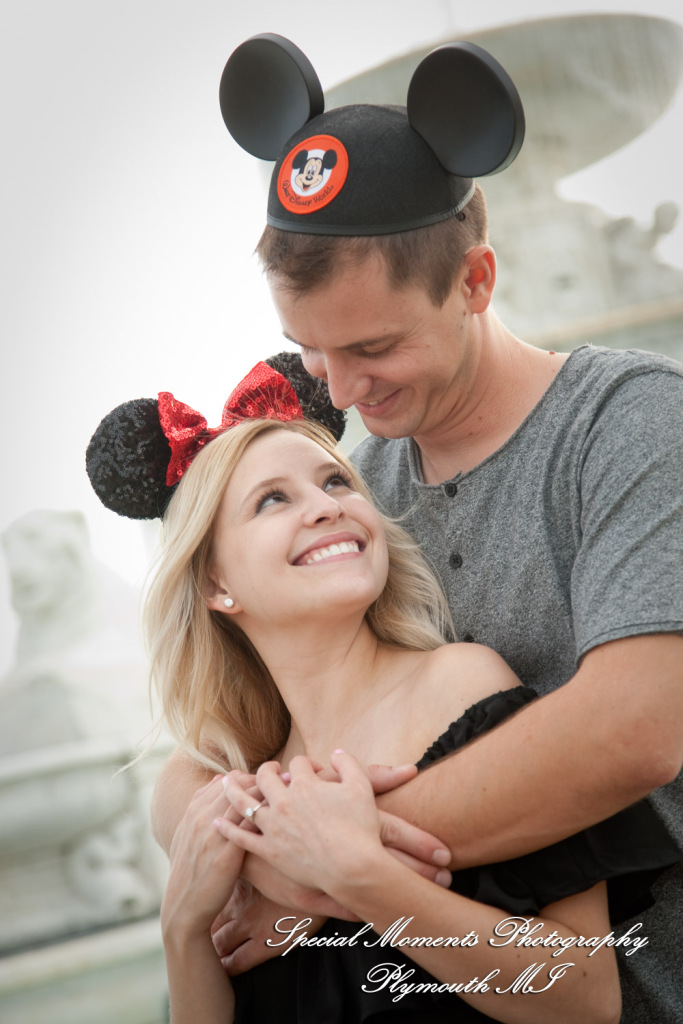 Emily & Sean at Belle Isle Fountain Detroit MI engagement photograph