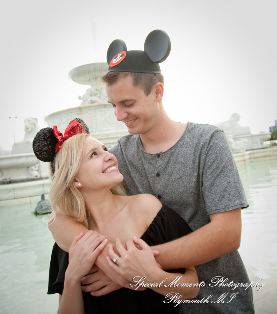 Emily & Sean at Belle Isle Fountain Detroit MI engagement photograph
