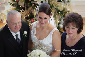 The couple at home getting ready wedding photograph