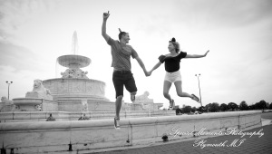 Emily & Sean at Belle Isle Fountain Detroit MI engagement photograph