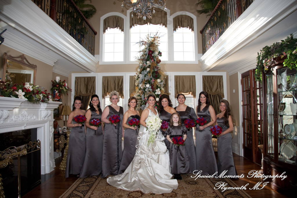 The couple at home getting ready wedding photograph
