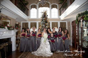 The couple at home getting ready wedding photograph