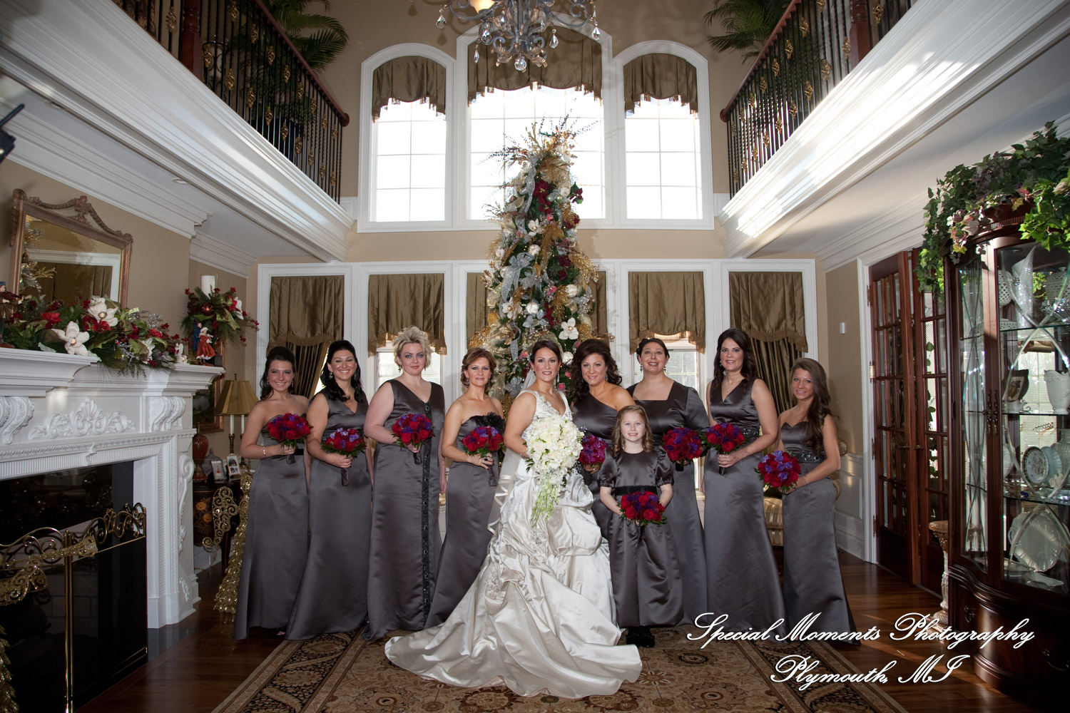 The couple at home getting ready wedding photograph