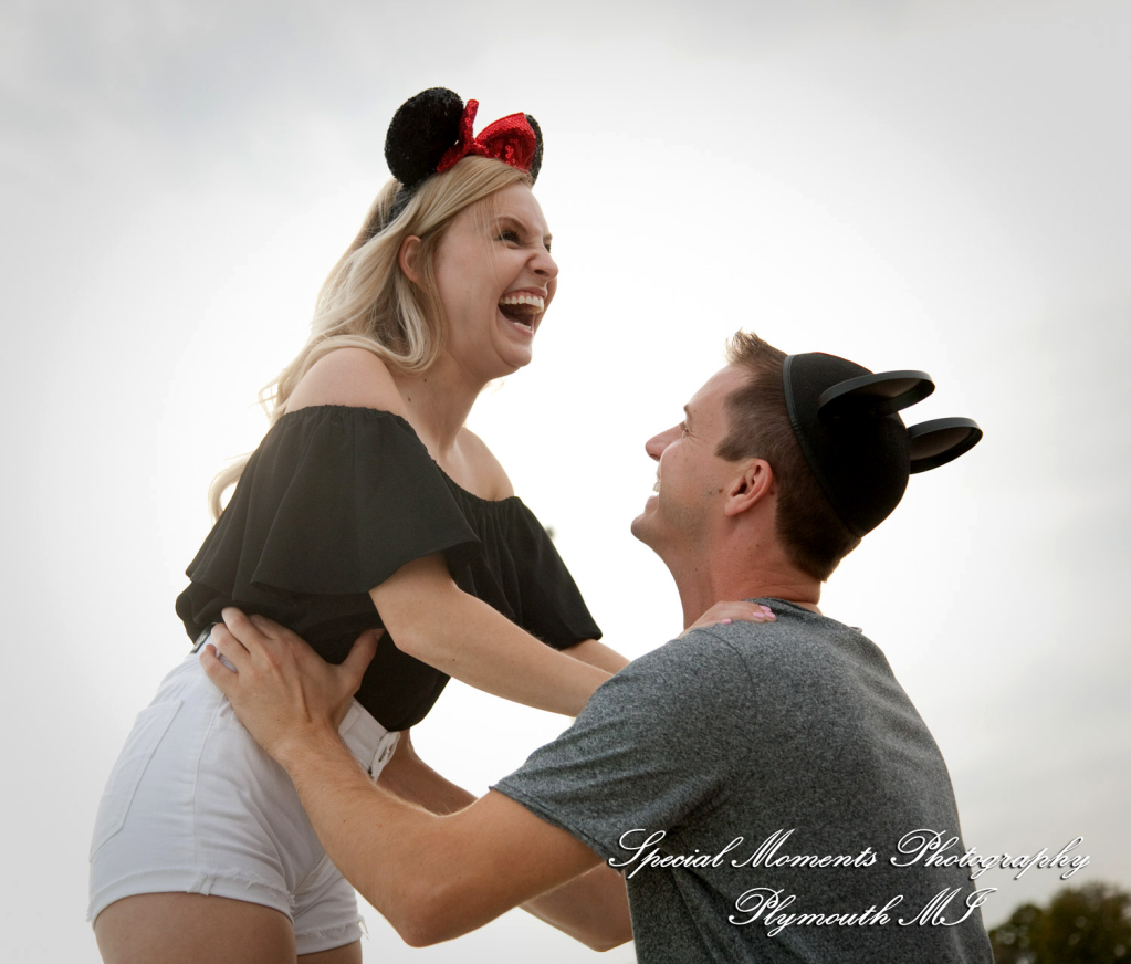 Emily & Sean at Belle Isle Fountain Detroit MI engagement photograph