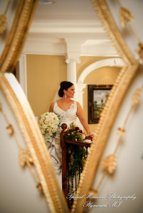 The couple at home getting ready wedding photograph