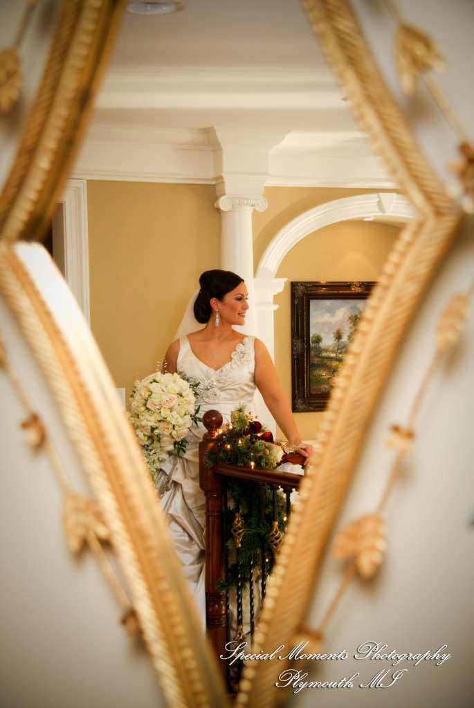 The couple at home getting ready wedding photograph