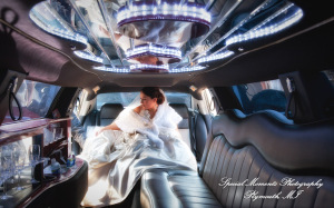 The couple at home getting ready wedding photograph