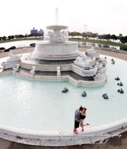 Emily & Sean at Belle Isle Fountain Detroit MI engagement photograph