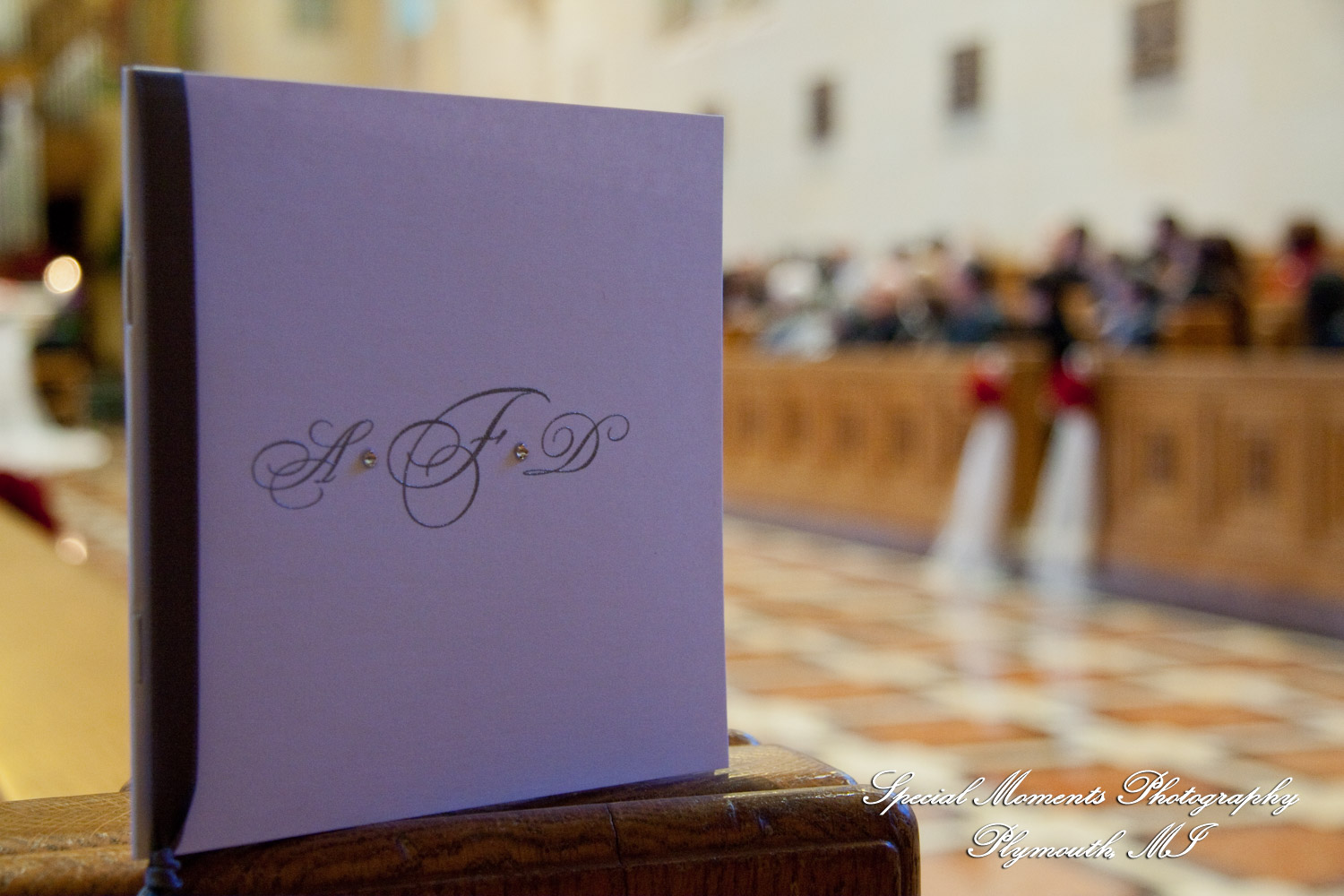 The couple at Ss. Mary & Joseph Chapel Plymouth MI wedding photograph