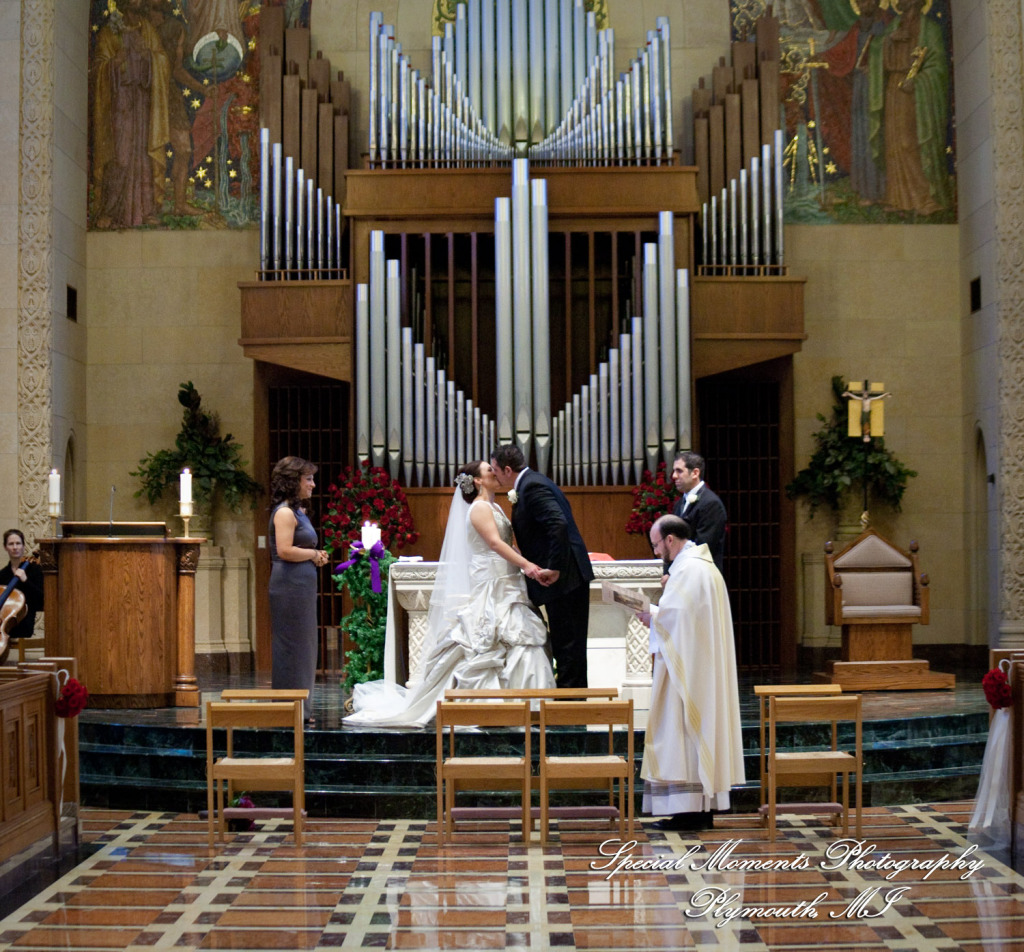 The couple at Ss. Mary & Joseph Chapel Plymouth MI wedding photograph