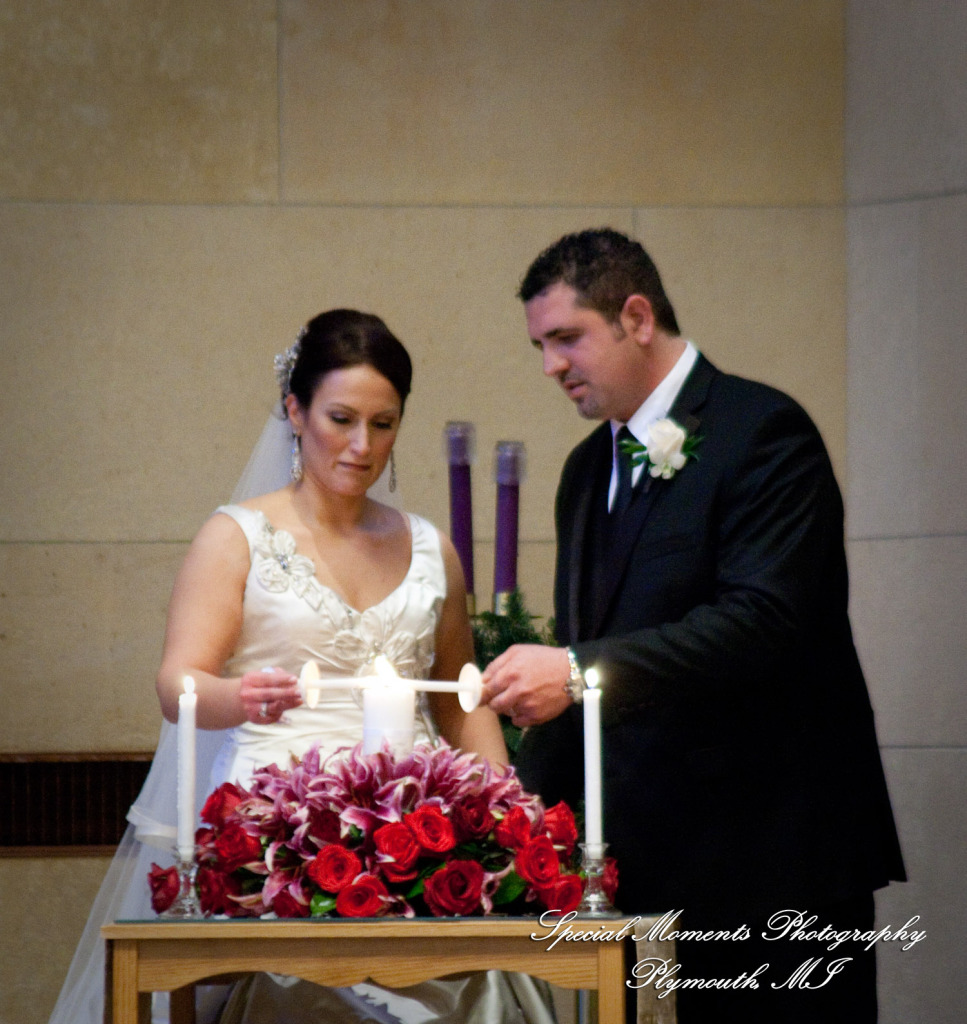 The couple at Ss. Mary & Joseph Chapel Plymouth MI wedding photograph