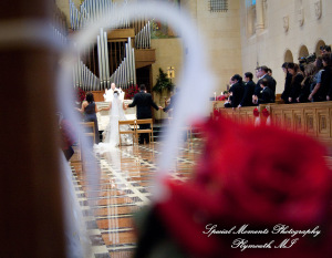 The couple at Ss. Mary & Joseph Chapel Plymouth MI wedding photograph