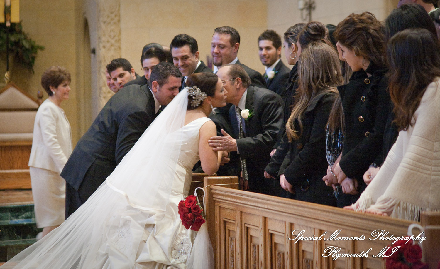 The couple at Ss. Mary & Joseph Chapel Plymouth MI wedding photograph