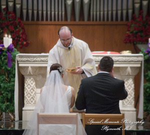 The couple at Ss. Mary & Joseph Chapel Plymouth MI wedding photograph