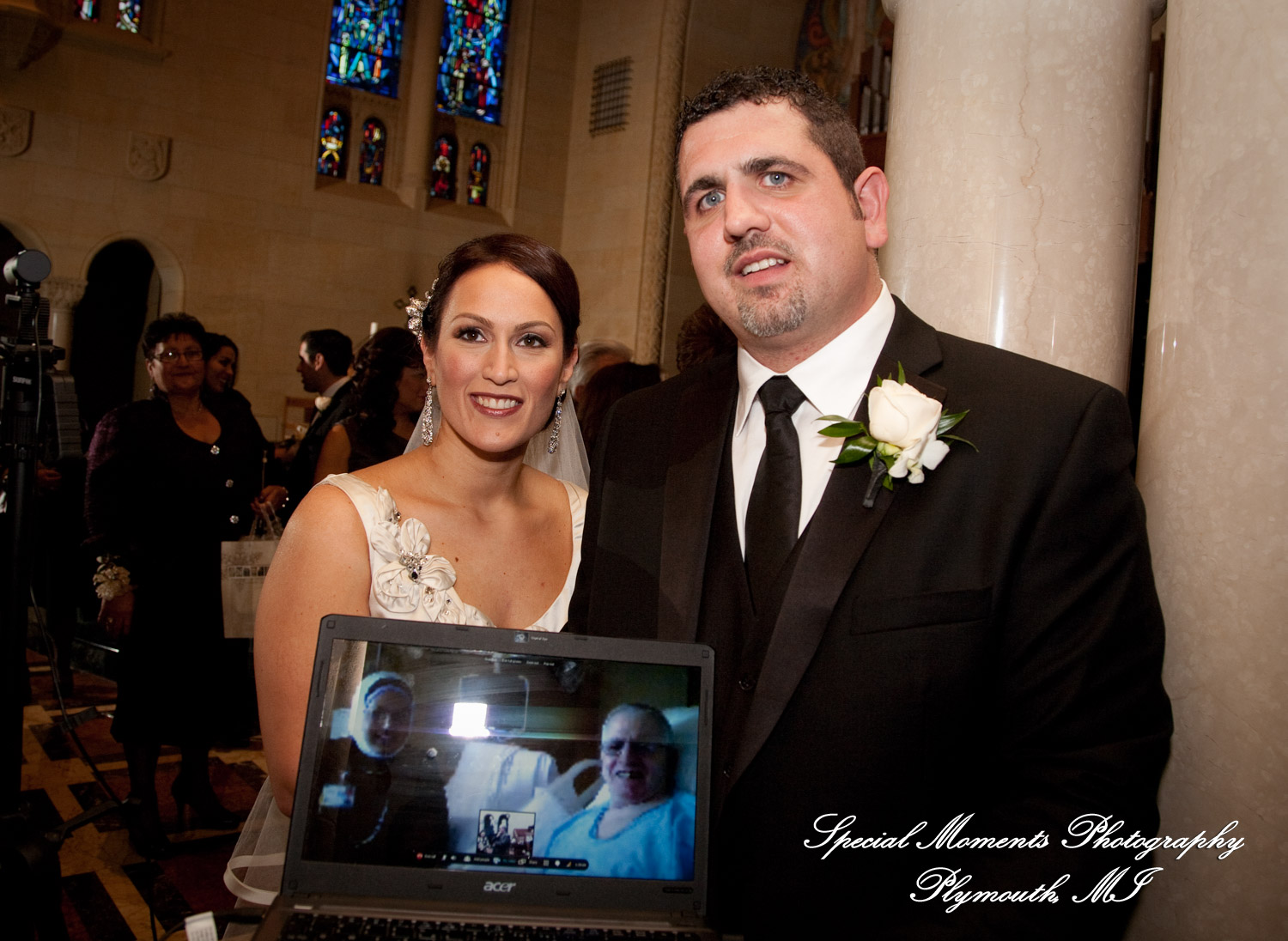 The couple at Ss. Mary & Joseph Chapel Plymouth MI wedding photograph