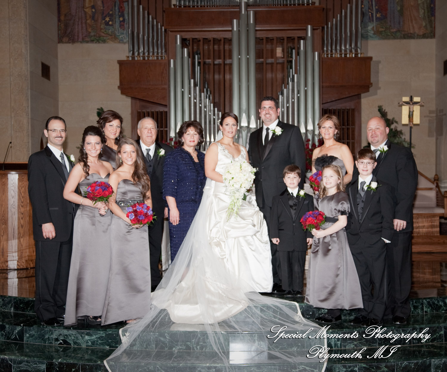 The couple at Ss. Mary & Joseph Chapel Plymouth MI wedding photograph