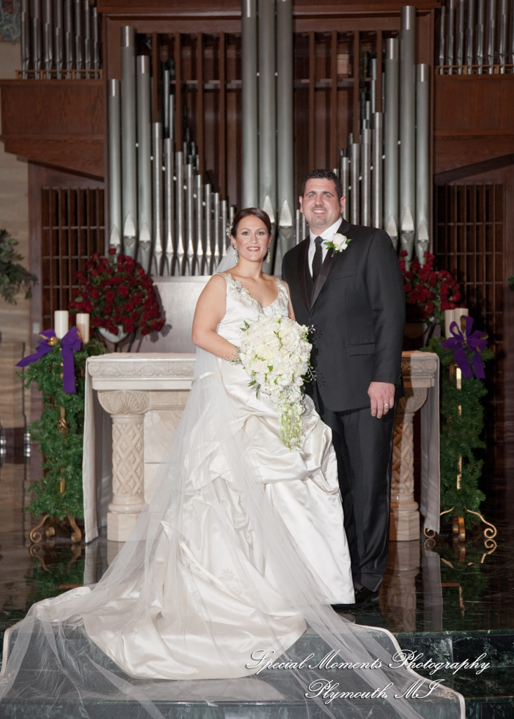 The couple at Ss. Mary & Joseph Chapel Plymouth MI wedding photograph