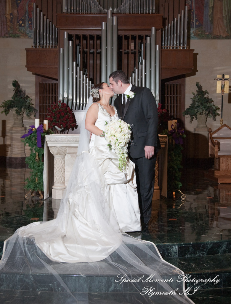 The couple at Ss. Mary & Joseph Chapel Plymouth MI wedding photograph