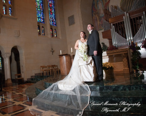 The couple at Ss. Mary & Joseph Chapel Plymouth MI wedding photograph