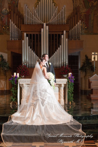 The couple at Ss. Mary & Joseph Chapel Plymouth MI wedding photograph