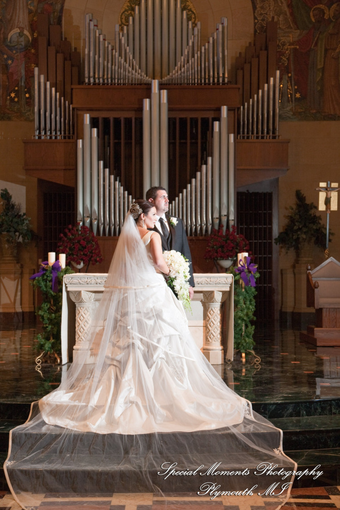 The couple at Ss. Mary & Joseph Chapel Plymouth MI wedding photograph